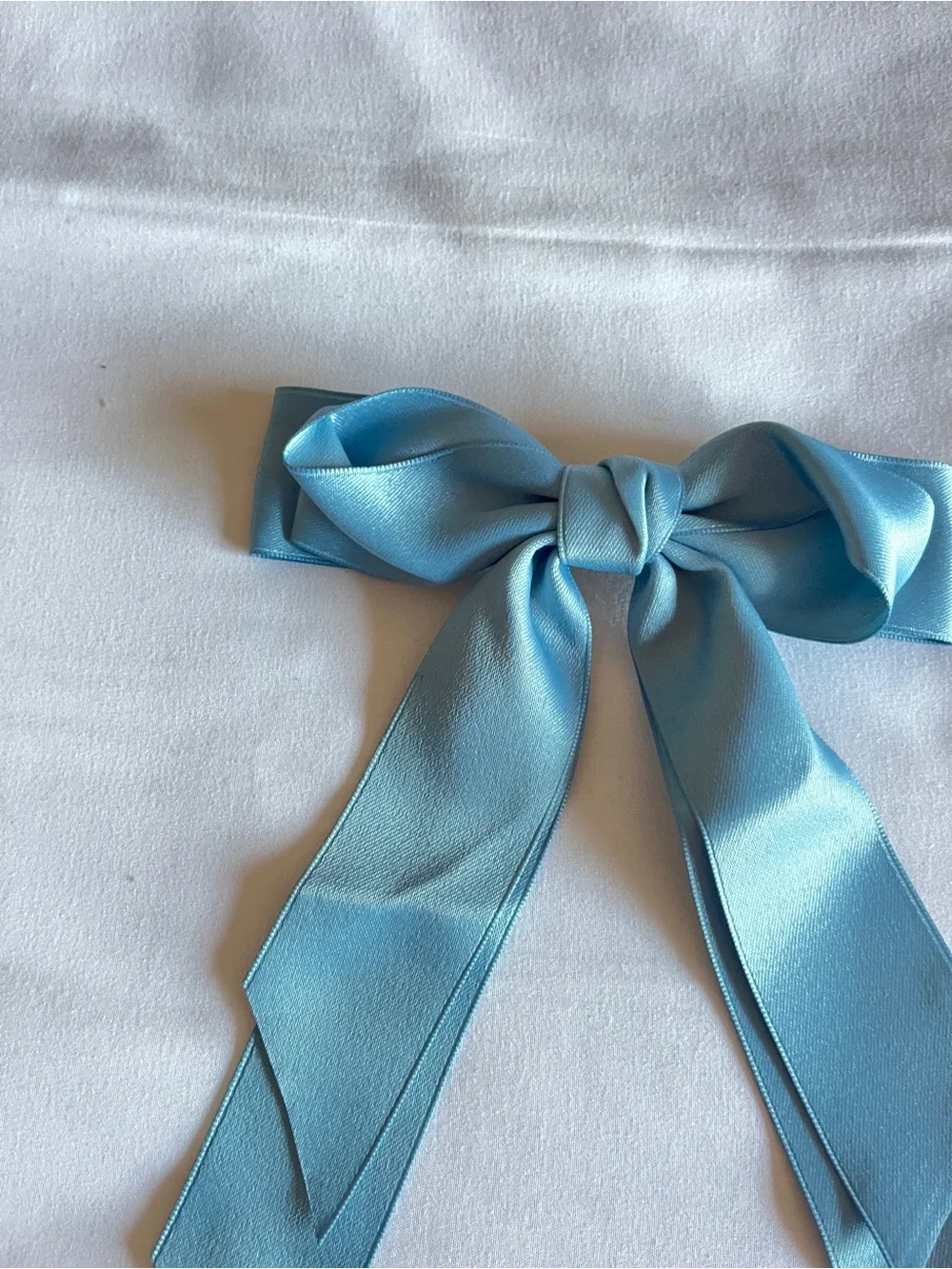 Light Blue Satin Ribbon Hair Bow Clip Barrette Large 6